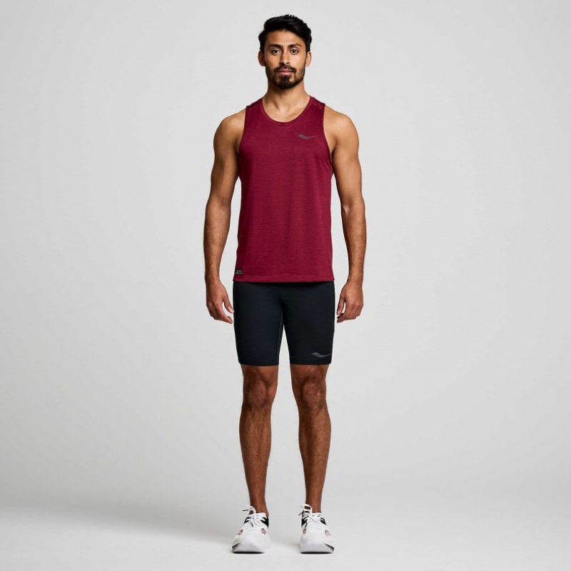 Burgundy Saucony Stopwatch Men's Singlet | ISRAEL FHPUEW