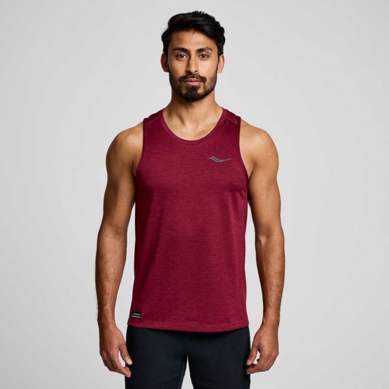 Burgundy Saucony Stopwatch Men\'s Singlet | ISRAEL FHPUEW