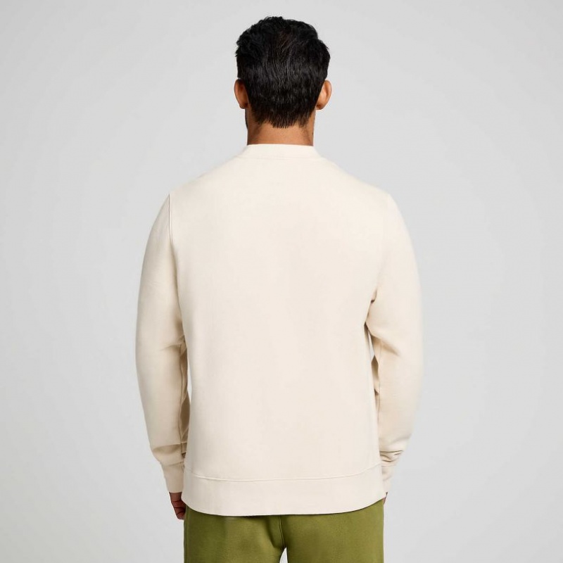 Cream Saucony Recovery Crew Men's Sweatshirt | ISRAEL DRPMIU