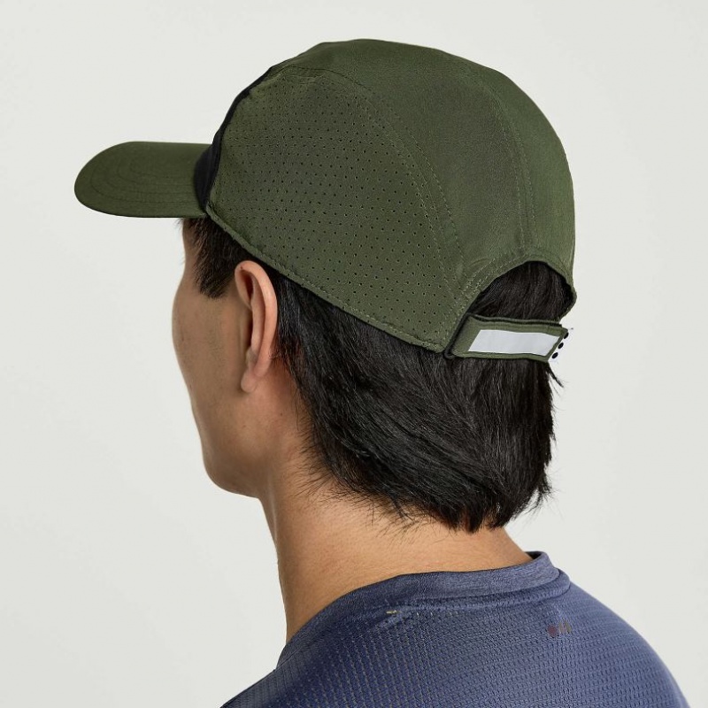 Dark Green Saucony Outpace Men's Hat | ISRAEL CQGAPO