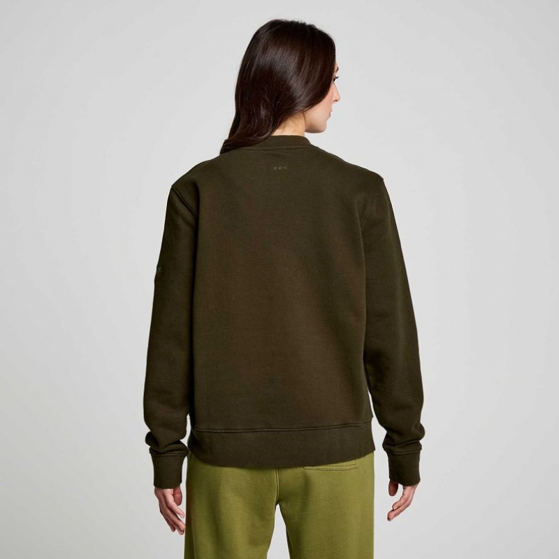 Dark Green Saucony Recovery Crew Women's Sweatshirt | ISRAEL GISTPR