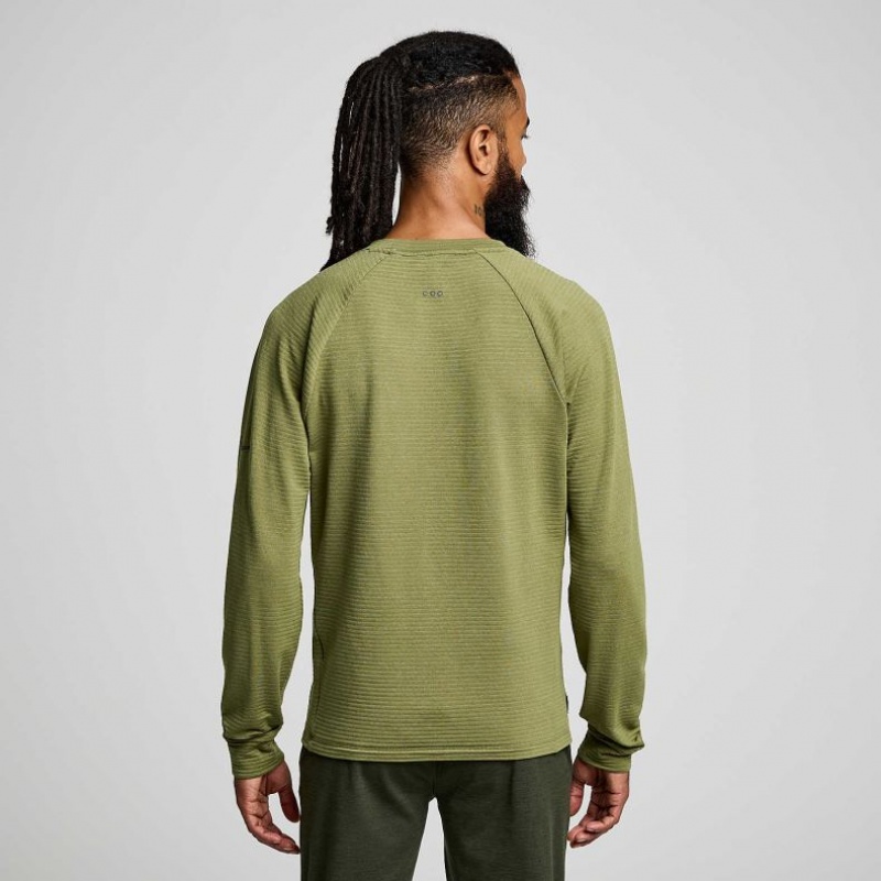 Green Saucony Triumph 3D Crew Men's Sweatshirt | ISRAEL OFXGAP