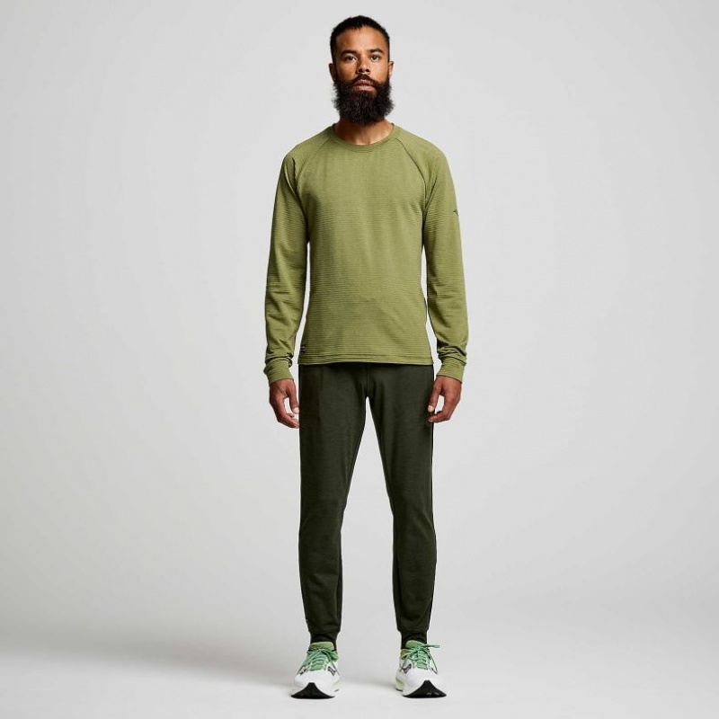 Green Saucony Triumph 3D Crew Men's Sweatshirt | ISRAEL OFXGAP