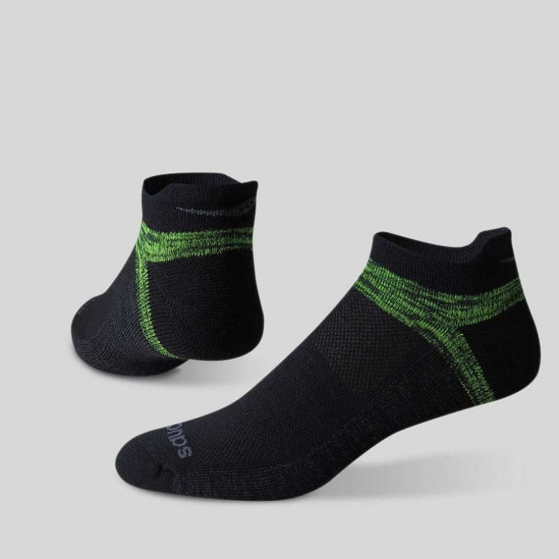 Green / Black Saucony Inferno No Show Tab 3-Pack Women's Socks | ISRAEL NWUIZH