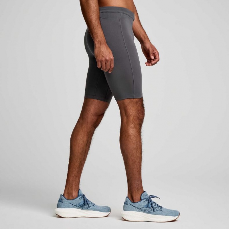 Grey Saucony Fortify Lined Half Men's Tight | ISRAEL FATLMR