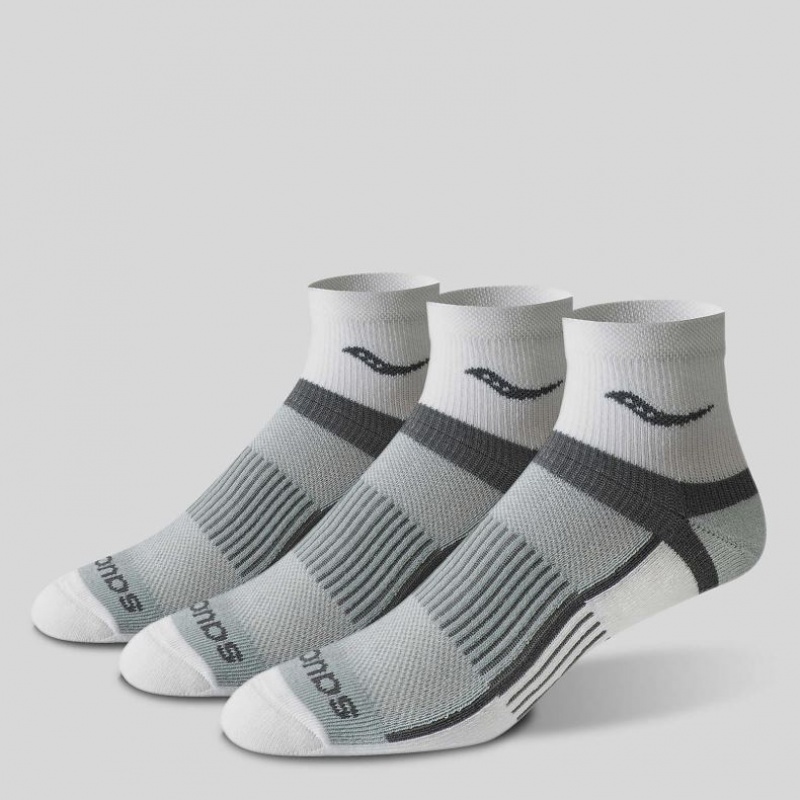 Grey Saucony Inferno Quarter 3-Pack Men's Socks | ISRAEL PWXIJV