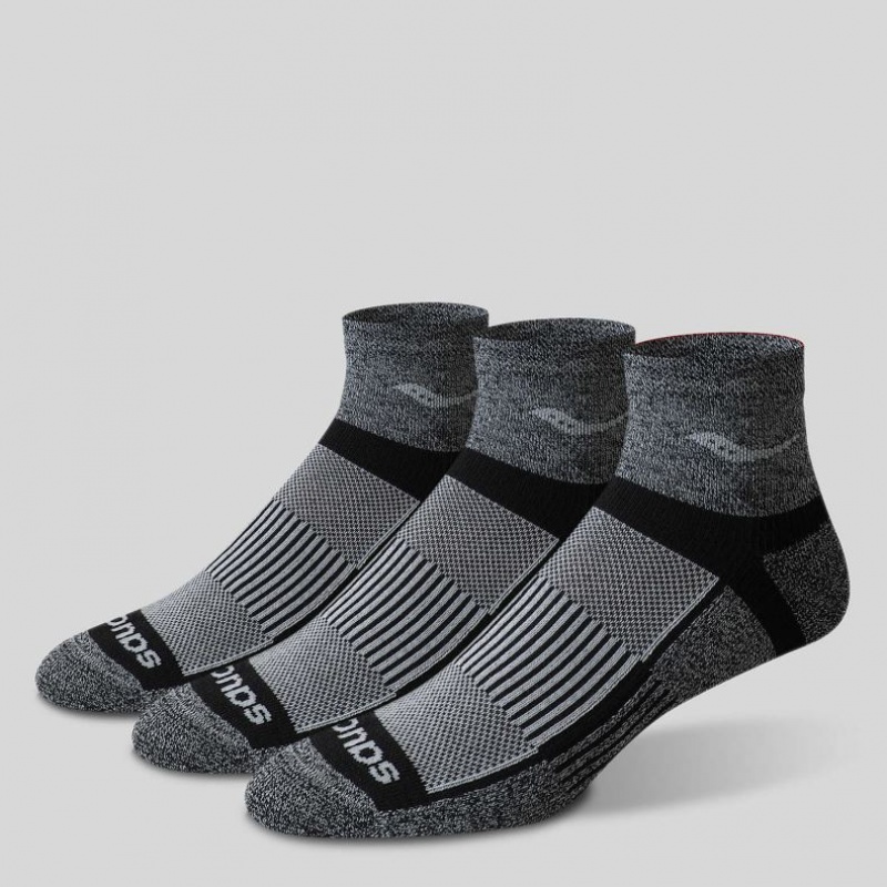 Grey Saucony Inferno Quarter 3-Pack Men's Socks | ISRAEL LUMDFK