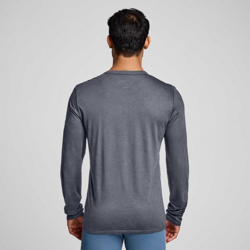 Grey Saucony Peregrine Merino Long Sleeve Men's T-Shirt | ISRAEL MGAPOC