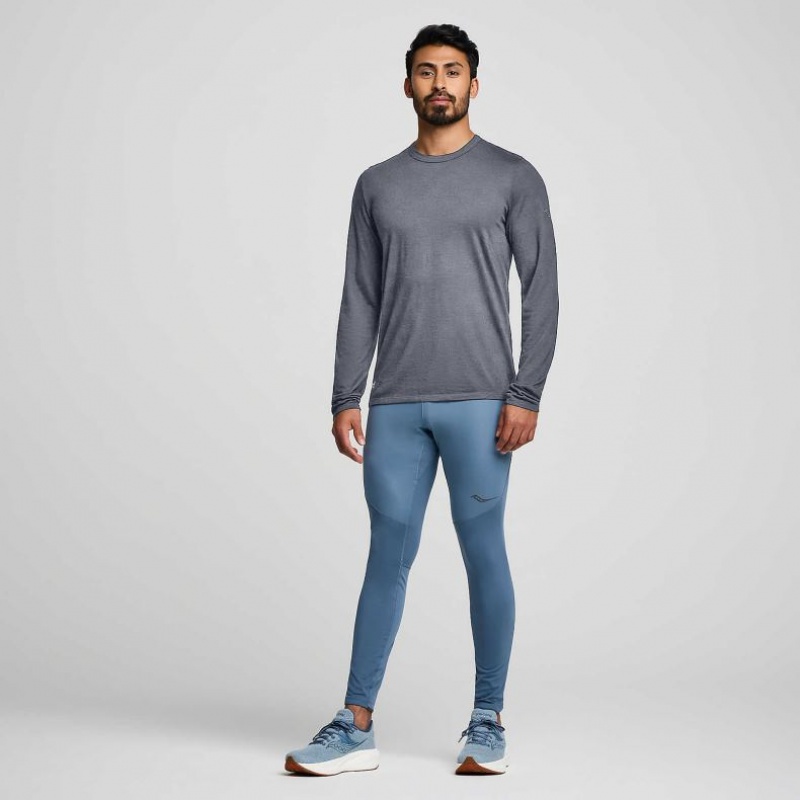 Grey Saucony Peregrine Merino Long Sleeve Men's T-Shirt | ISRAEL MGAPOC