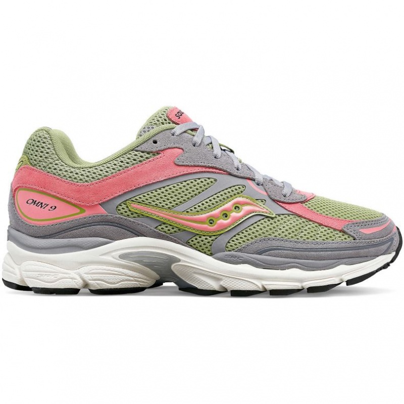 Grey / Green / Pink Saucony ProGrid Omni 9 Premium Men\'s Sneakers | ISRAEL BQCEFY