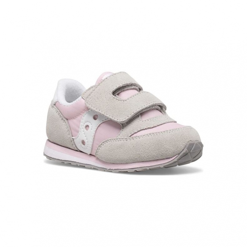 Grey / Pink Saucony Baby Jazz Hook & Loop Little Kids' Sneakers | ISRAEL LFVGYT