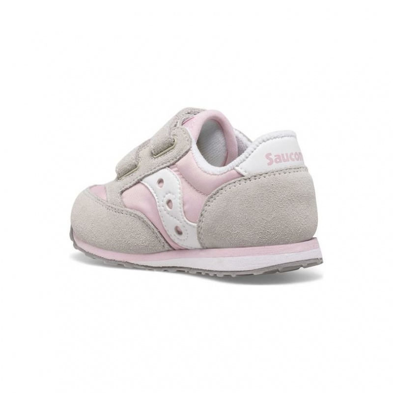 Grey / Pink Saucony Baby Jazz Hook & Loop Little Kids' Sneakers | ISRAEL LFVGYT