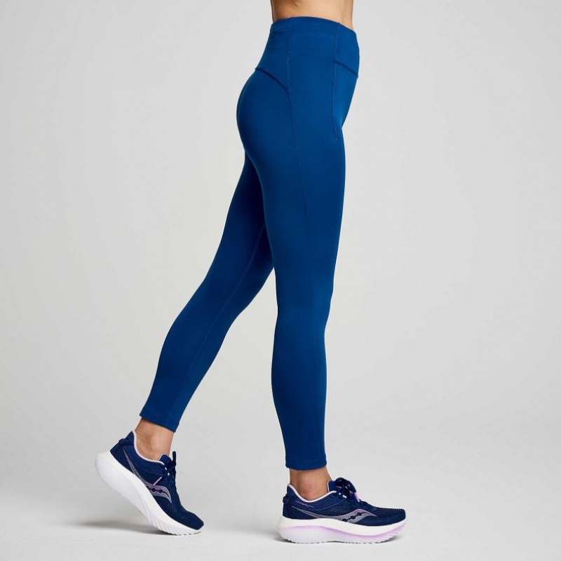 Indigo Saucony Fortify Crop Women's Tight | ISRAEL XCBISP