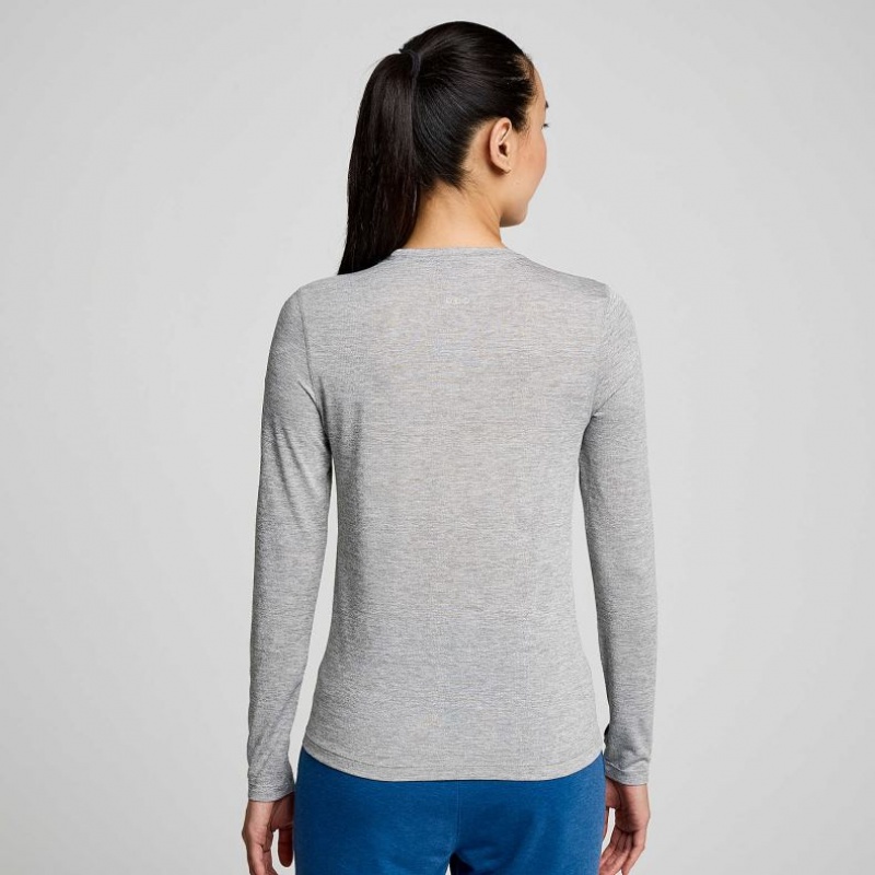 Light Grey Saucony Stopwatch Graphic Long Sleeve Women's T-Shirt | ISRAEL HRNIXG