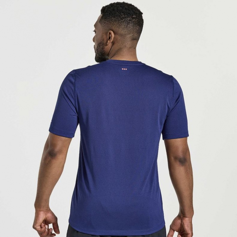 Navy Saucony Stopwatch Graphic Short Sleeve Men's T-Shirt | ISRAEL XFCZNS