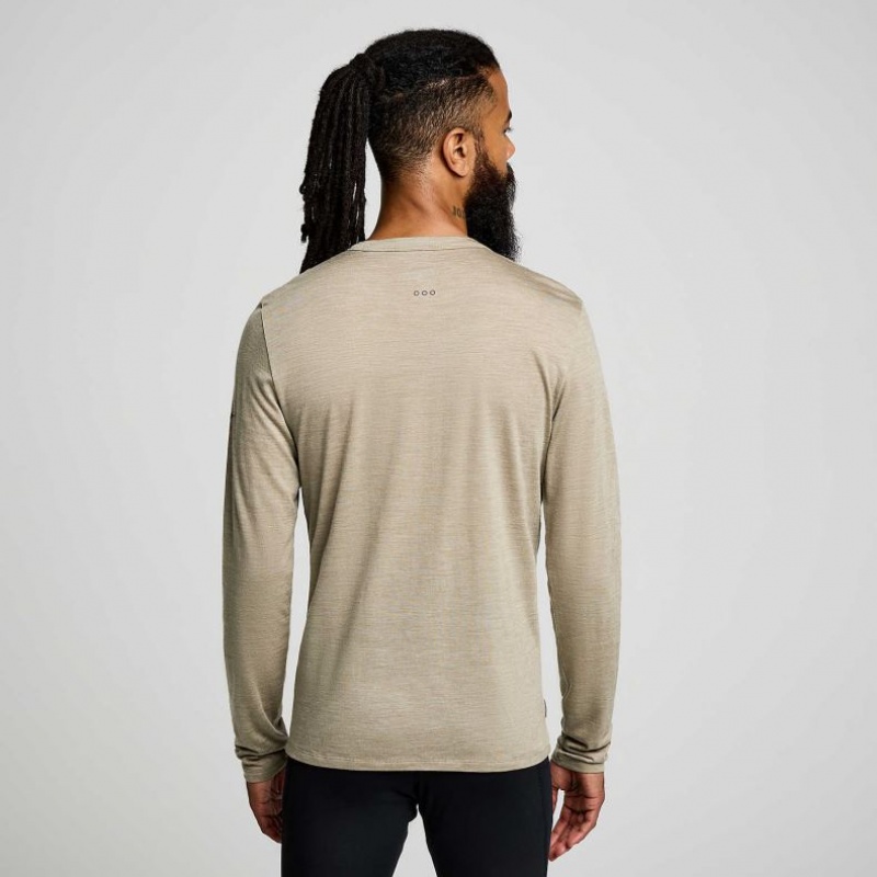 Olive Saucony Peregrine Merino Long Sleeve Men's T-Shirt | ISRAEL BSQRAK