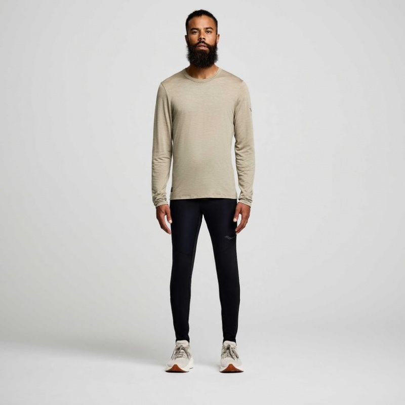 Olive Saucony Peregrine Merino Long Sleeve Men's T-Shirt | ISRAEL BSQRAK