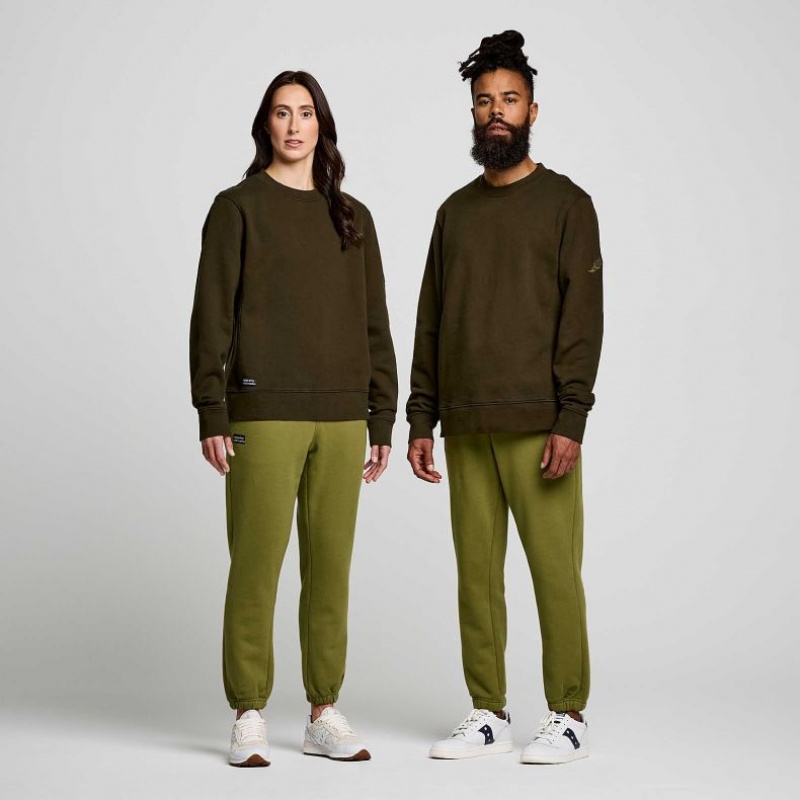 Olive Saucony Recovery Crew Men's Sweatshirt | ISRAEL XMNJIZ