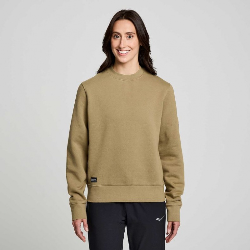 Olive Saucony Recovery Crew Women\'s Sweatshirt | ISRAEL AWOGHE