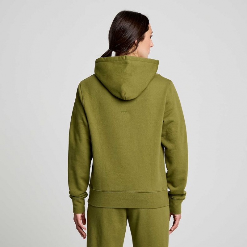 Olive Saucony Recovery Women's Hoodie | ISRAEL NMWPOZ