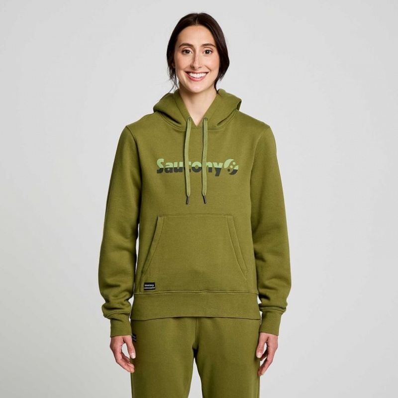 Olive Saucony Recovery Women\'s Hoodie | ISRAEL NMWPOZ