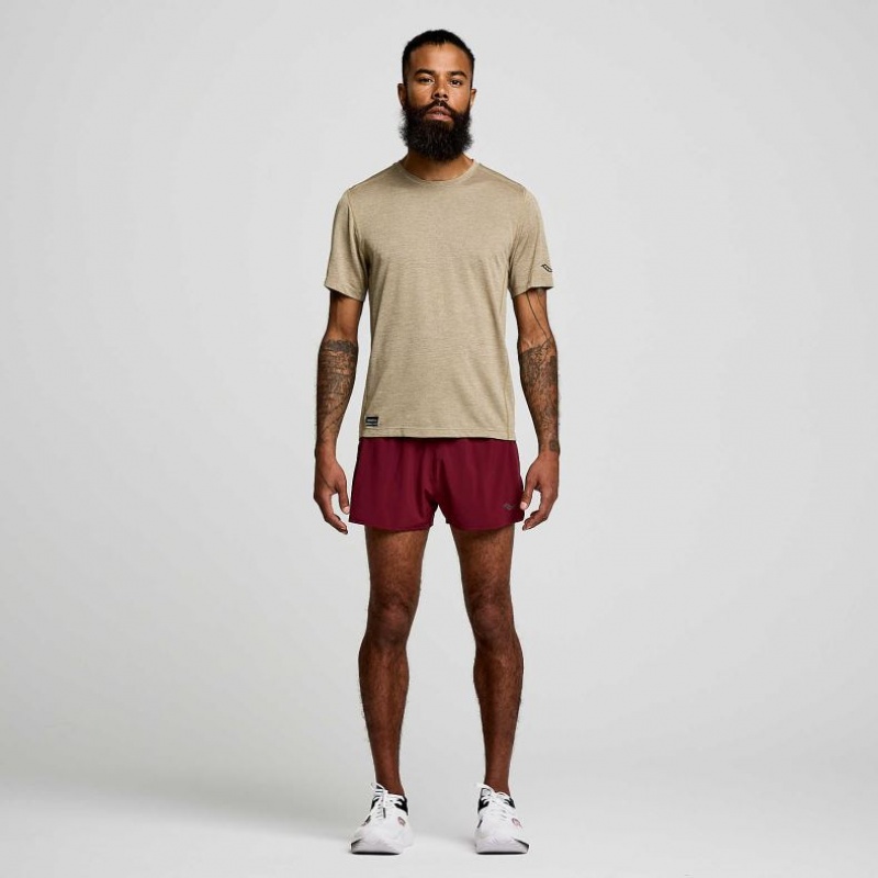 Olive Saucony Stopwatch Short Sleeve Men's T-Shirt | ISRAEL OJZVLR