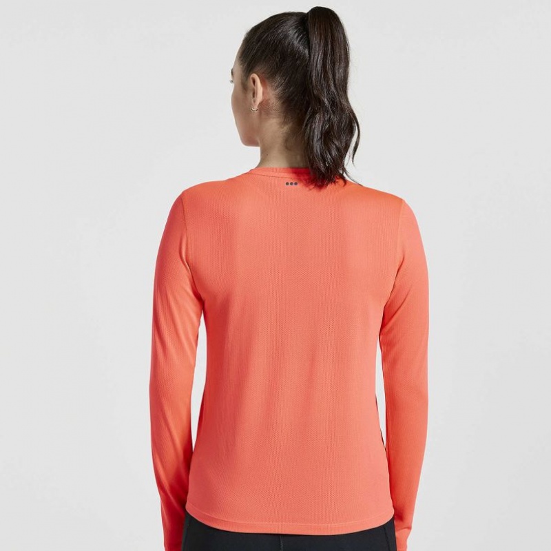 Orange Saucony Stopwatch Graphic Long Sleeve Women's T-Shirt | ISRAEL ZPMONH