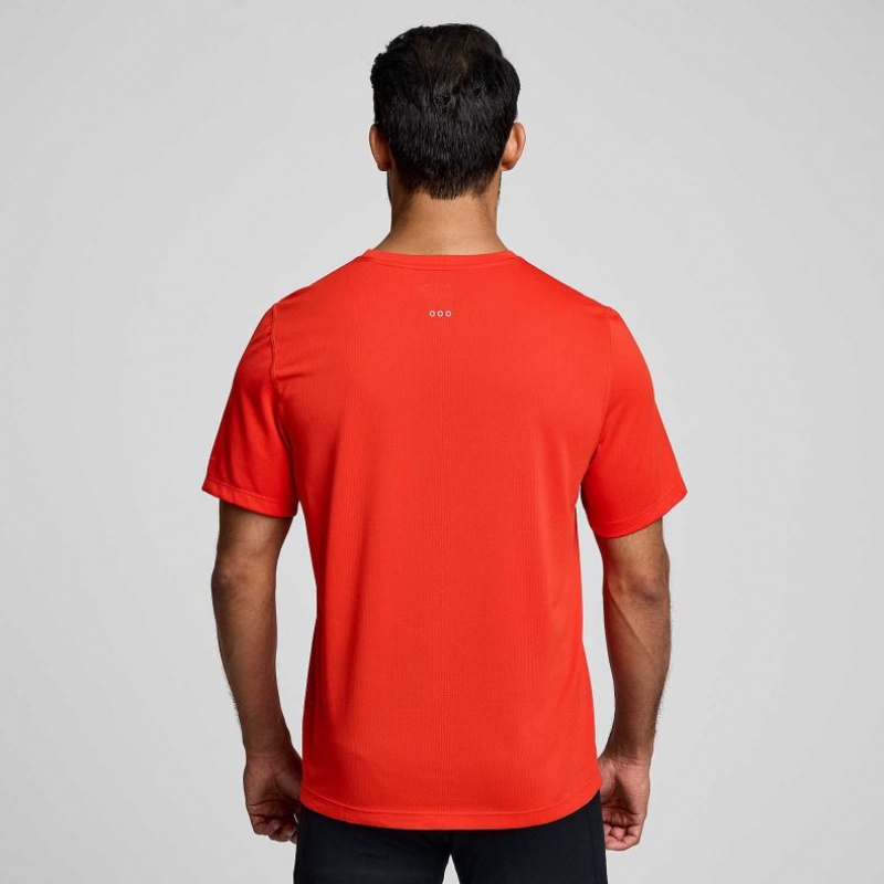 Orange Saucony Stopwatch Short Sleeve Men's T-Shirt | ISRAEL JUMGOB