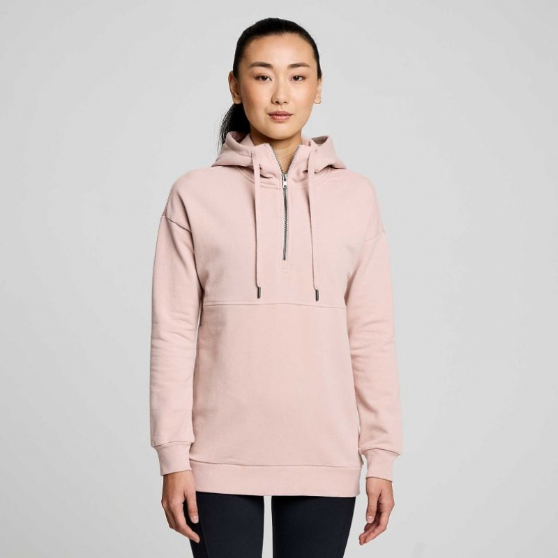 Pink Saucony Recovery Zip Tunic Women\'s Hoodie | ISRAEL KWPRQV