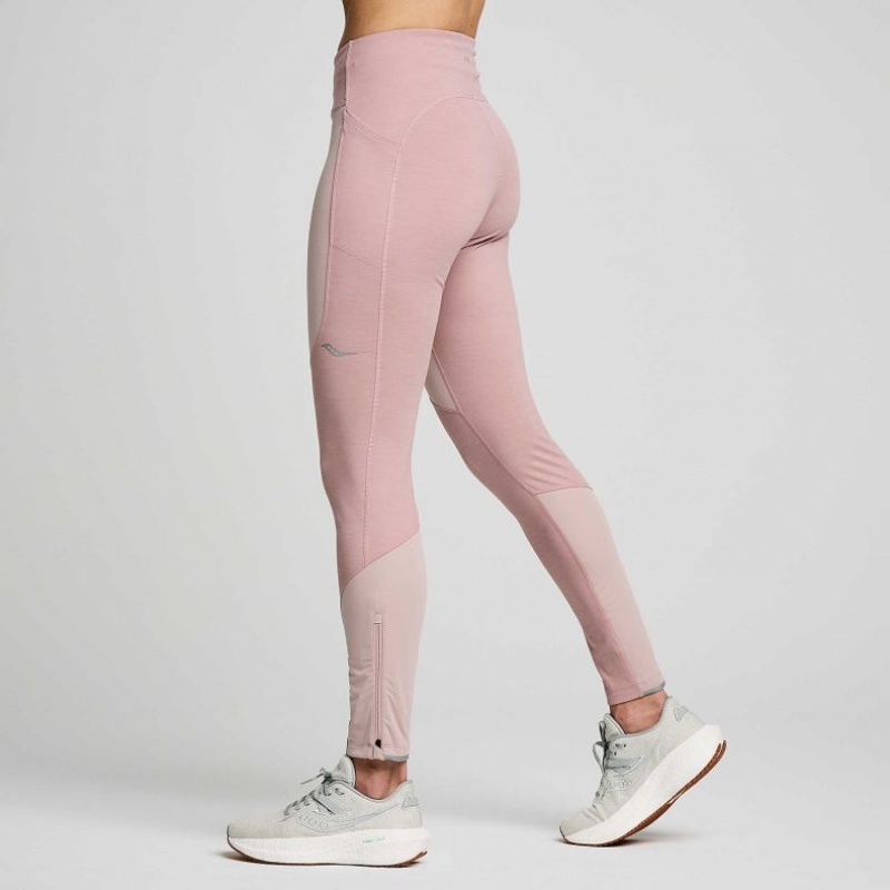 Pink Saucony Runshield Women's Tight | ISRAEL HTJAVS