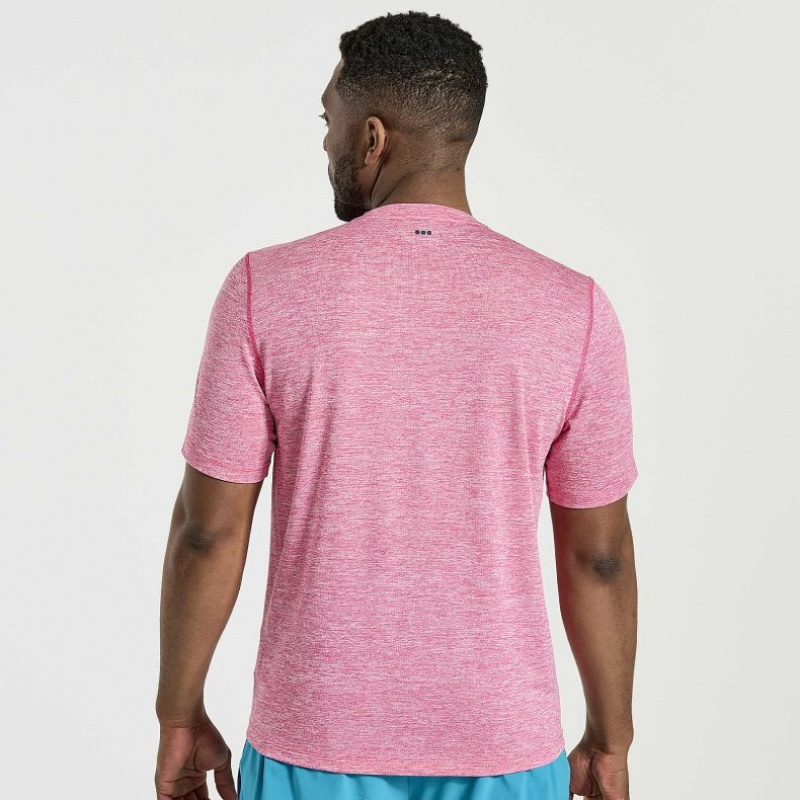 Pink Saucony Stopwatch Short Sleeve Men's T-Shirt | ISRAEL FQAHXO