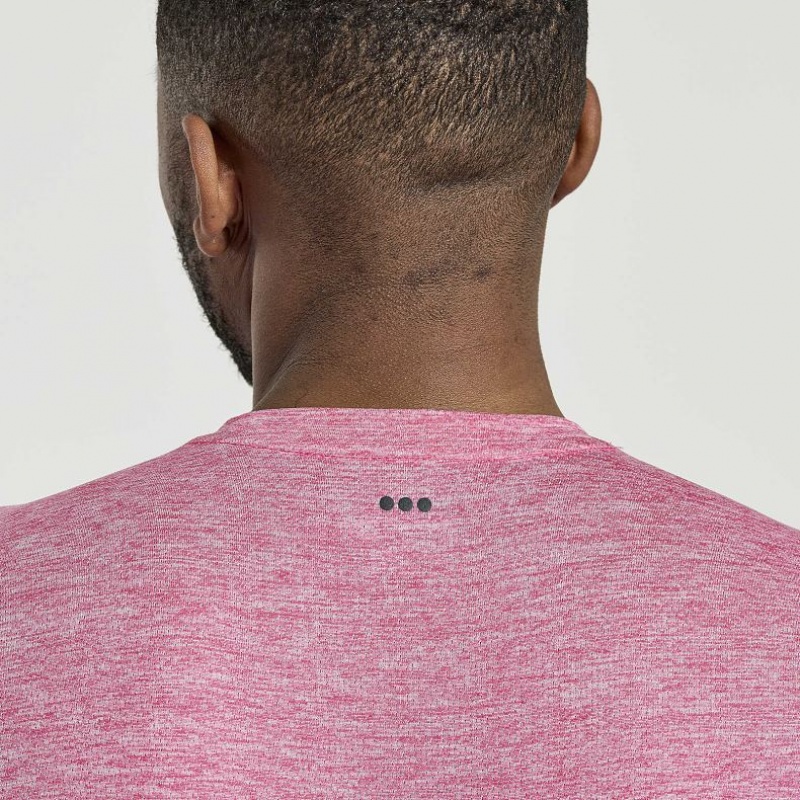 Pink Saucony Stopwatch Short Sleeve Men's T-Shirt | ISRAEL FQAHXO