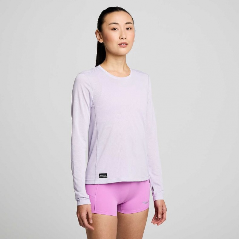 Purple Saucony Stopwatch Long Sleeve Women's T-Shirt | ISRAEL EPKVTI