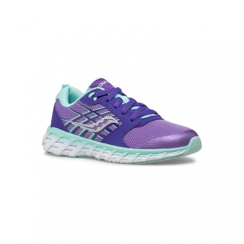 Purple Saucony Wind 2.0 Lace Big Kids' Sneakers | ISRAEL NSZCHF