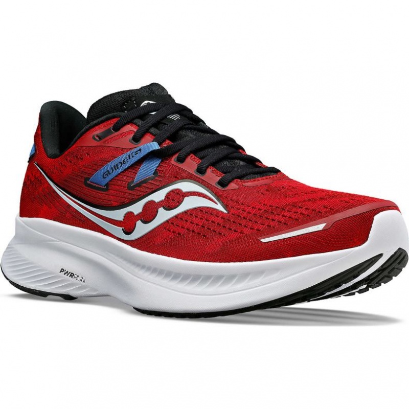 Red Saucony Guide 16 Men's Running Shoes | ISRAEL TNWGBO