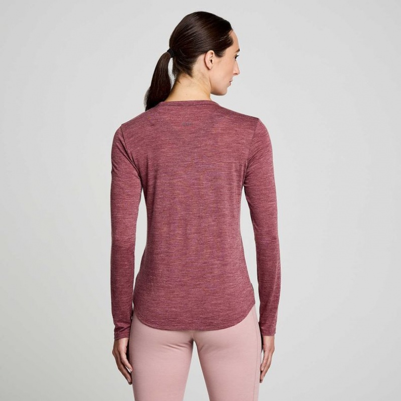 Red Saucony Peregrine Merino Long Sleeve Women's T-Shirt | ISRAEL AMZHNQ