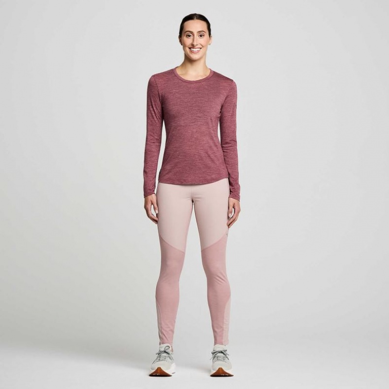 Red Saucony Peregrine Merino Long Sleeve Women's T-Shirt | ISRAEL AMZHNQ