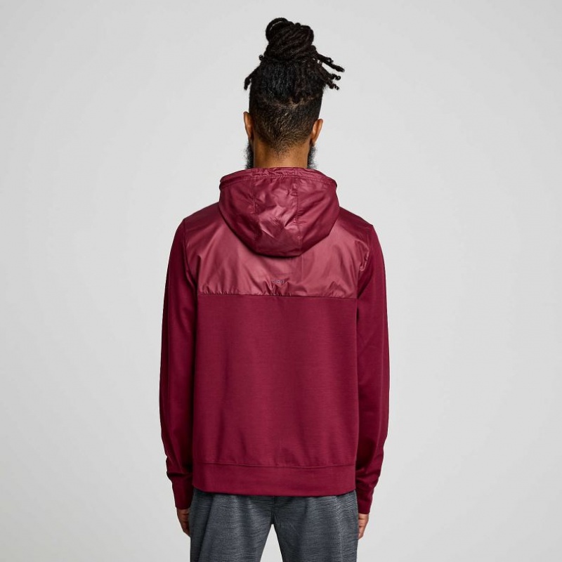 Red Saucony Solstice Zip Men's Hoodie | ISRAEL EJSVCO