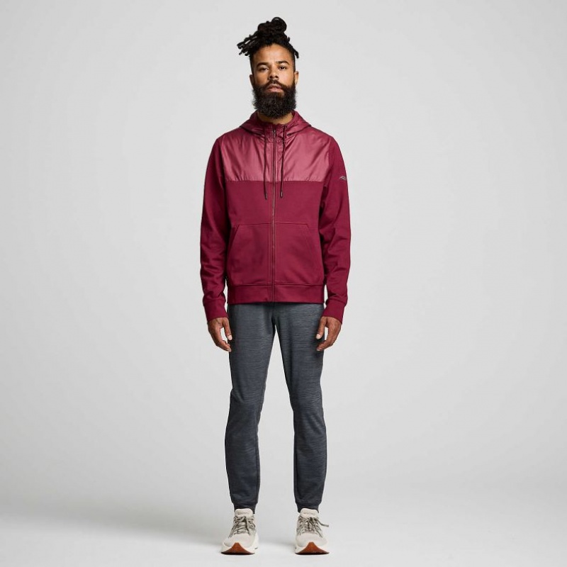 Red Saucony Solstice Zip Men's Hoodie | ISRAEL EJSVCO