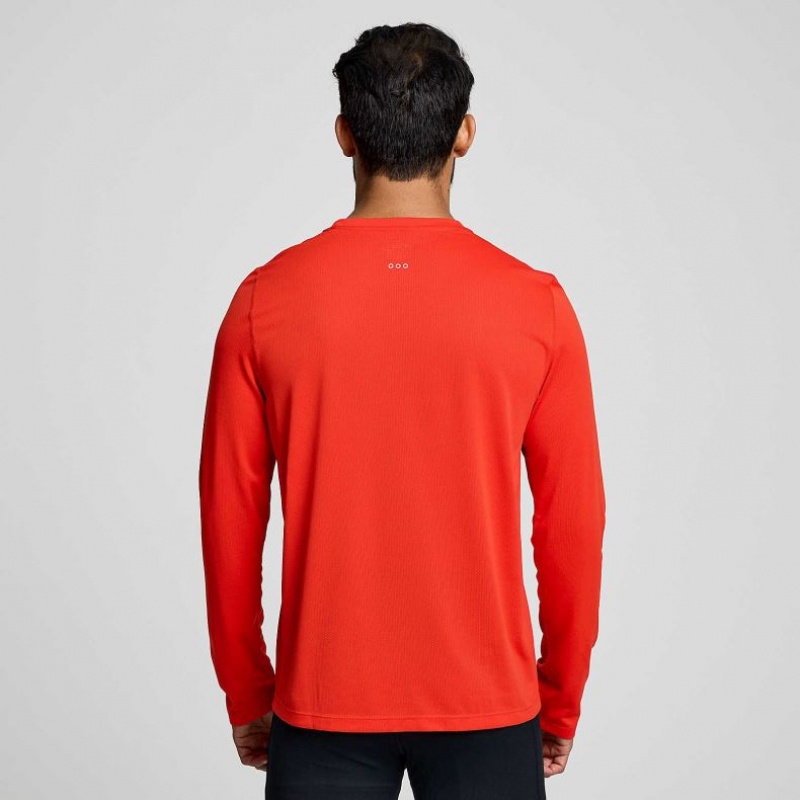 Red Saucony Stopwatch Long Sleeve Men's T-Shirt | ISRAEL CMEXTW