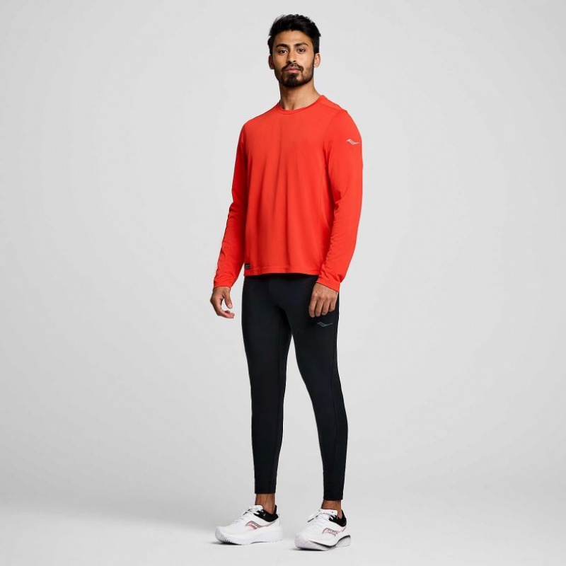 Red Saucony Stopwatch Long Sleeve Men's T-Shirt | ISRAEL CMEXTW