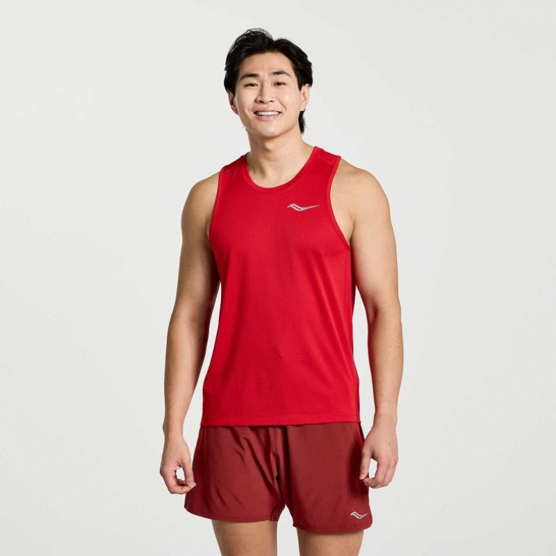 Red Saucony Stopwatch Men\'s Singlet | ISRAEL EFMAIG