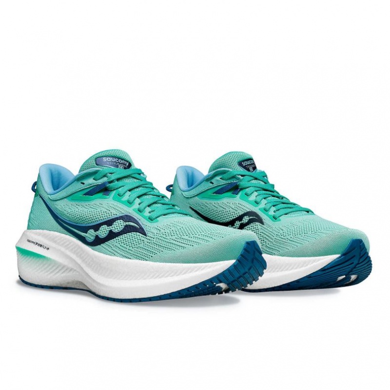 Turquoise Saucony Triumph 21 Women's Running Shoes | ISRAEL LQWHRJ