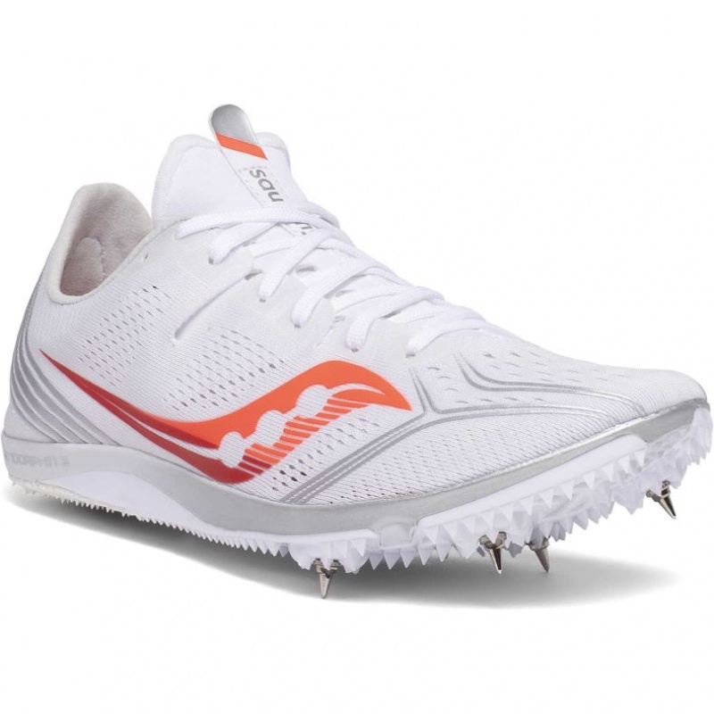 White Saucony Endorphin 3 Women's Spikes | ISRAEL UHSYWB