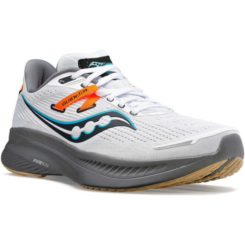 White Saucony Guide 16 Men's Running Shoes | ISRAEL VHLAGN