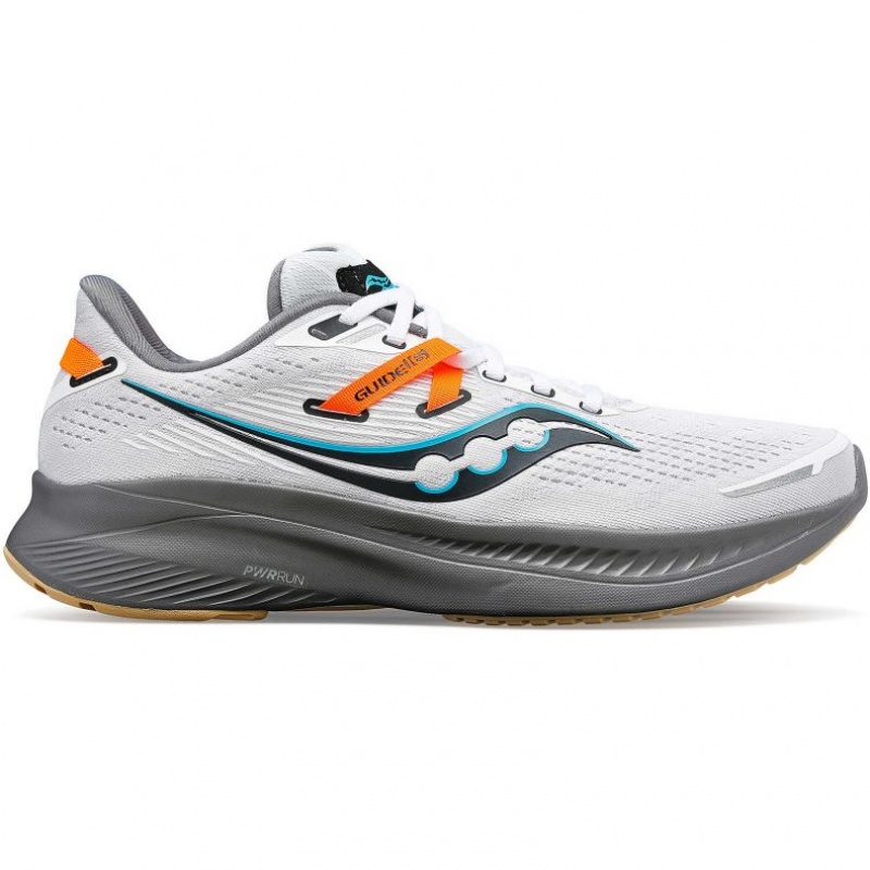 White Saucony Guide 16 Men\'s Running Shoes | ISRAEL VHLAGN