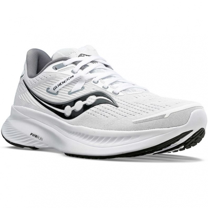 White Saucony Guide 16 Men's Running Shoes | ISRAEL LGPSDT