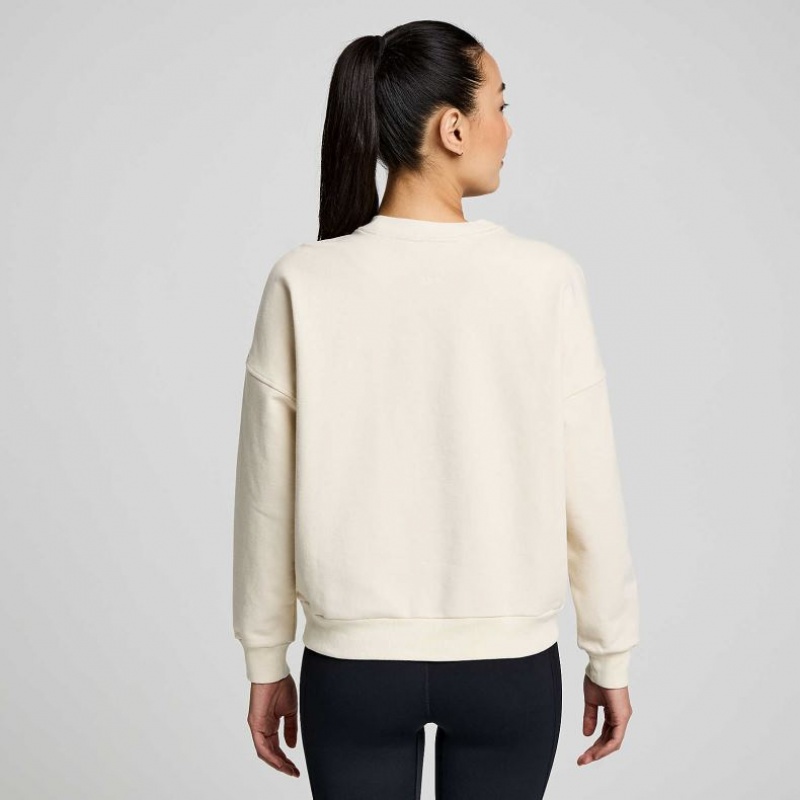 White Saucony Recovery Crew Women's Sweatshirt | ISRAEL VQNHKR