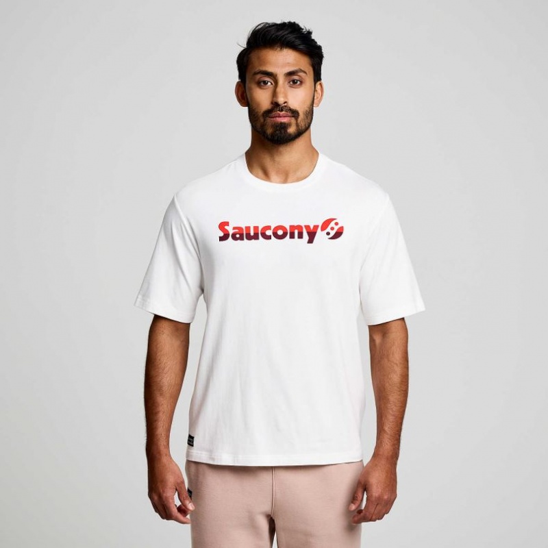 White Saucony Recovery Short Sleeve Men\'s T-Shirt | ISRAEL FDGLMY