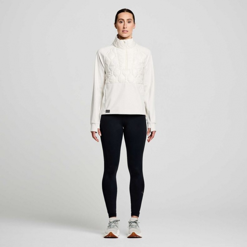 White Saucony Solstice Oysterpuff 1/2 Zip Women's Sweatshirt | ISRAEL WNYILH